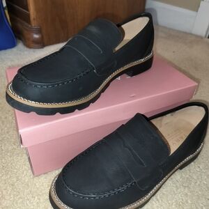 Black Loafers with Silver Trim
